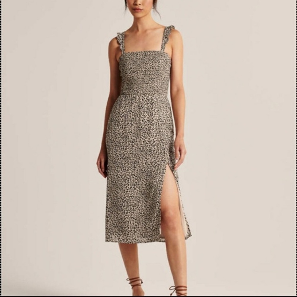 Abercrombie & Fitch Leopard Slit Midi Dress